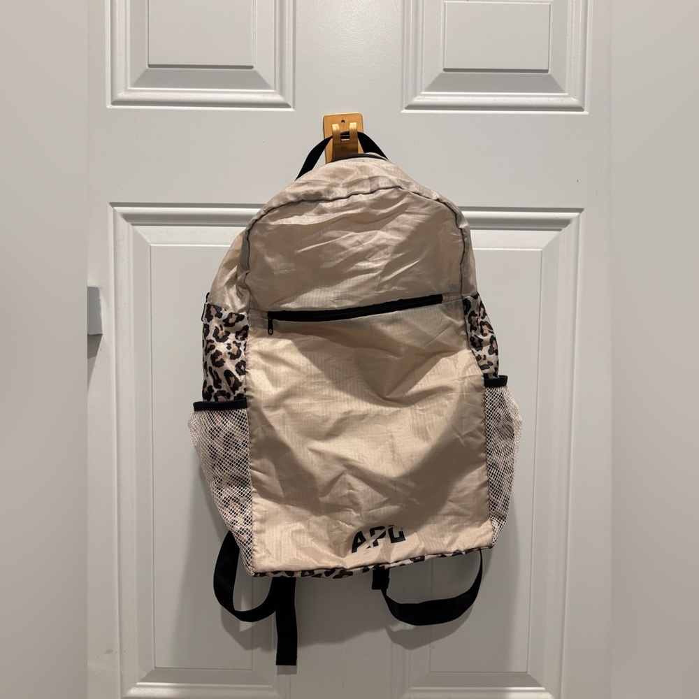 APL Packable Nylon Backpack Beige Leopard NWOT - image 3